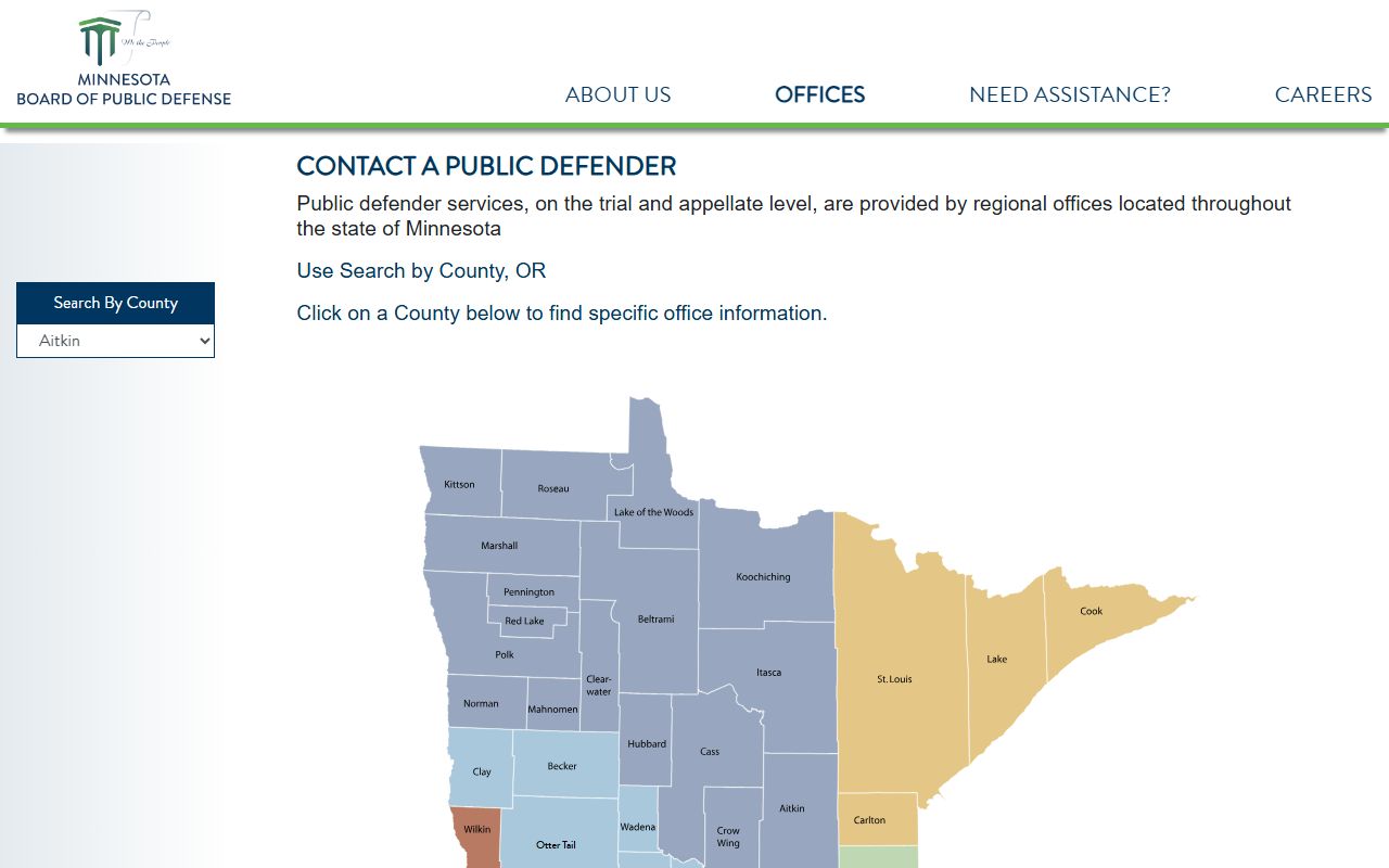 Chisago County Court Administrator records and Minnesota public defense offices
