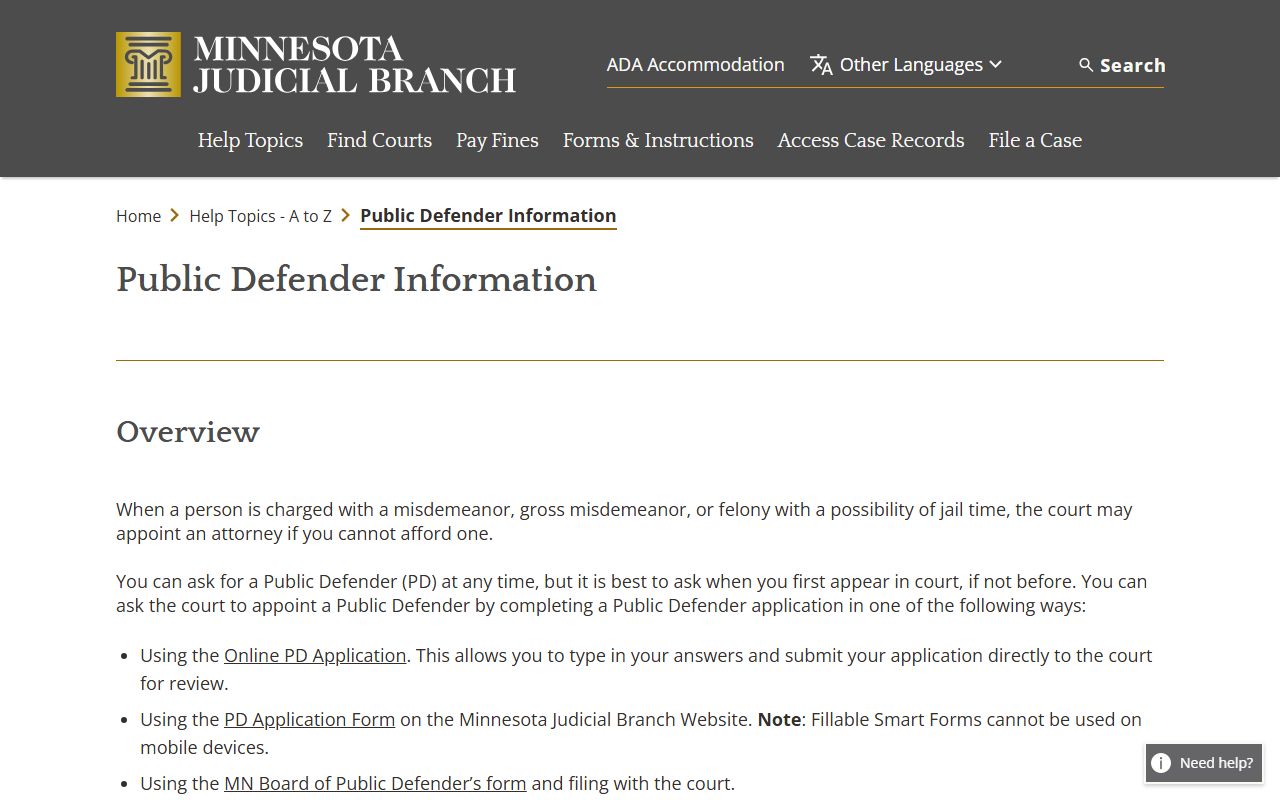 Chisago County arrest records and court charges public defender information
