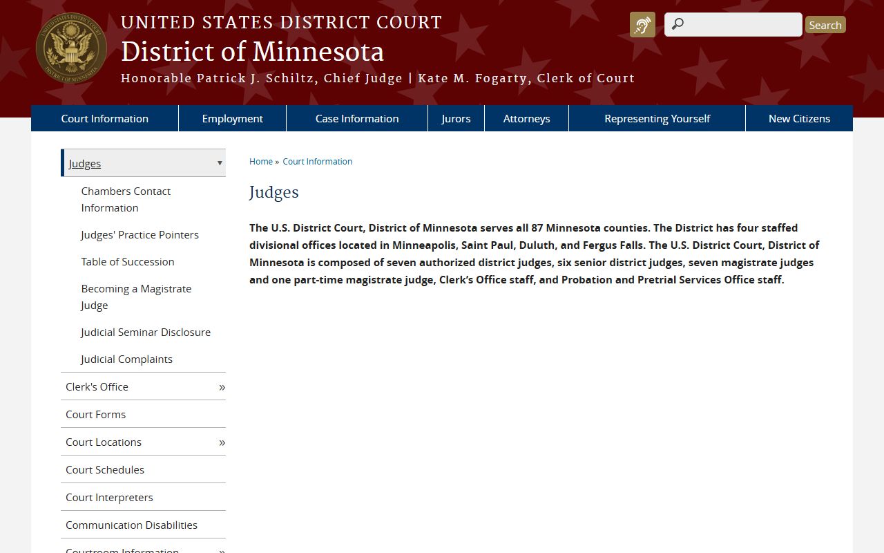 Chisago County District Court records and District of Minnesota judges coverage