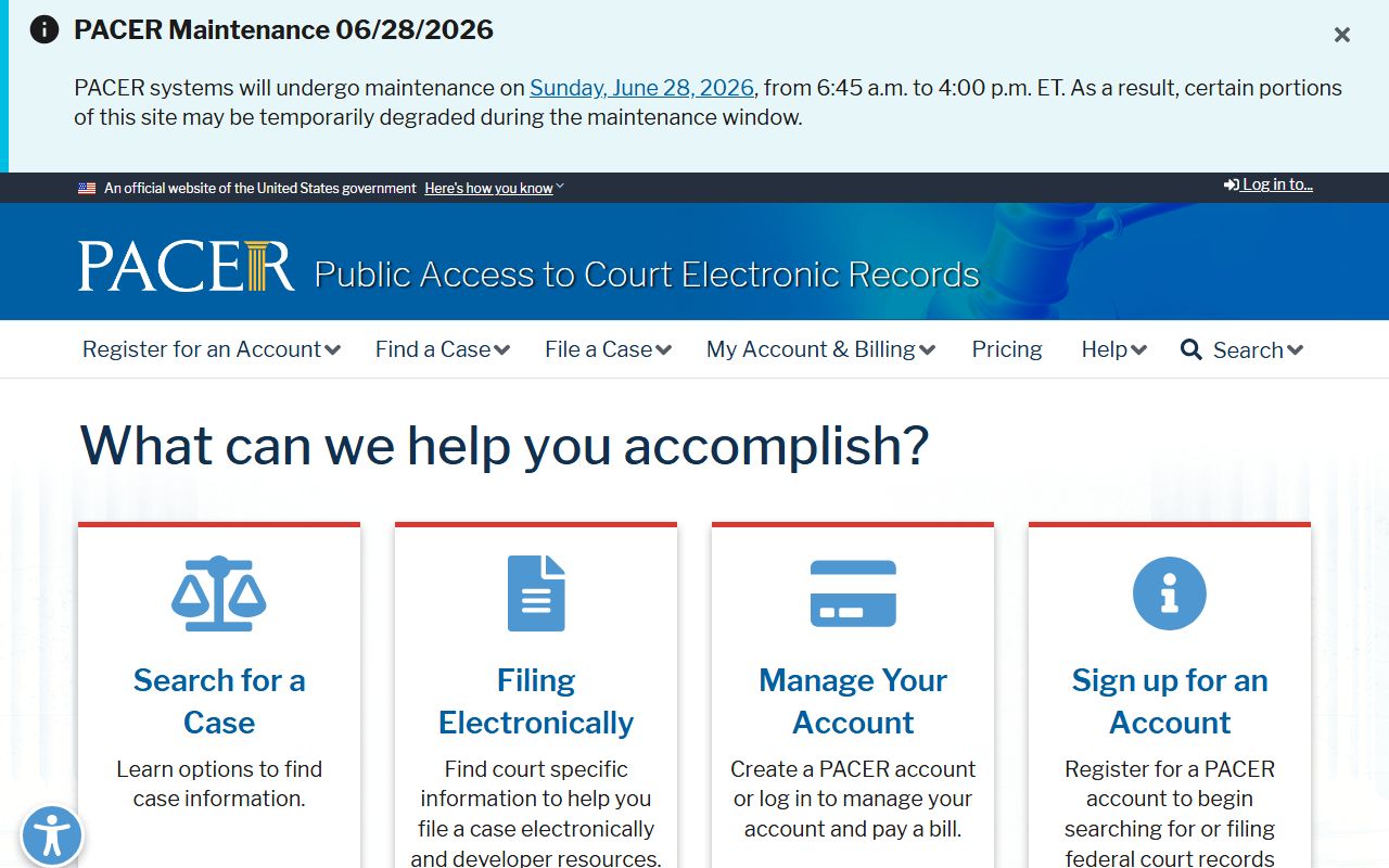 Chisago County District Court records and PACER federal case access