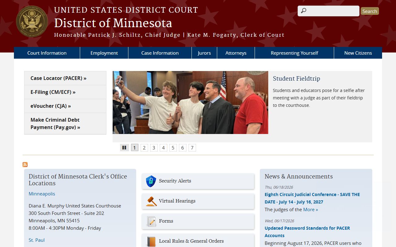 Chisago County District Court records and U.S. District Court Minnesota coverage