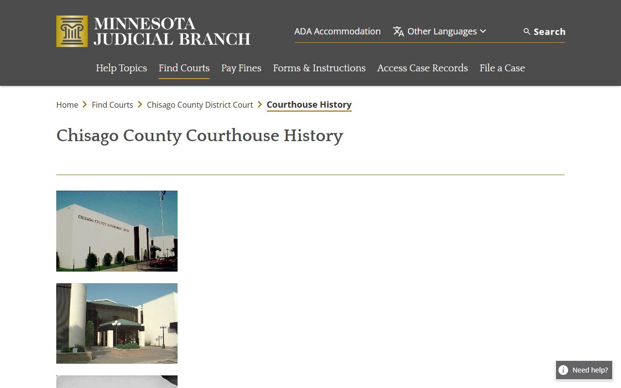 Chisago County probate records and District Court courthouse history