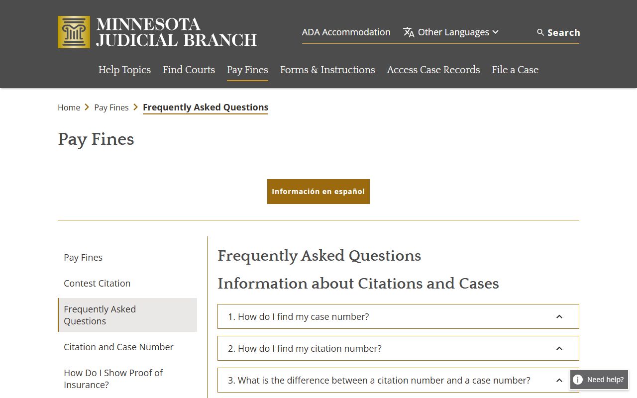 Chisago County traffic court records and citation payment FAQ