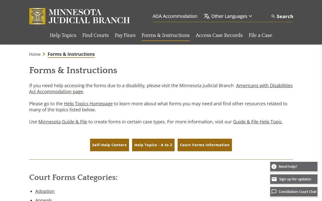 Chisago County traffic court records and Minnesota Judicial Branch court forms