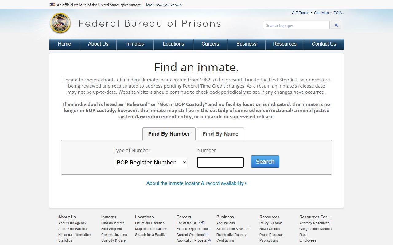 Chisago County warrant records and Federal Bureau of Prisons inmate locator